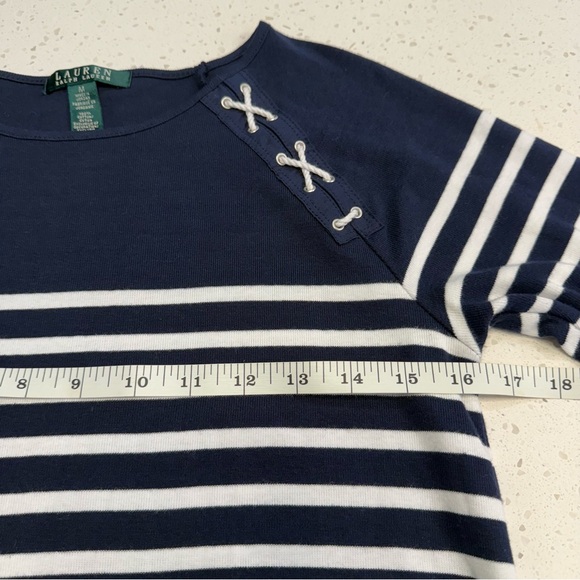 Lauren Ralph Lauren Navy White Striped Shift Dress Nautical Women’s Medium - Picture 6 of 7